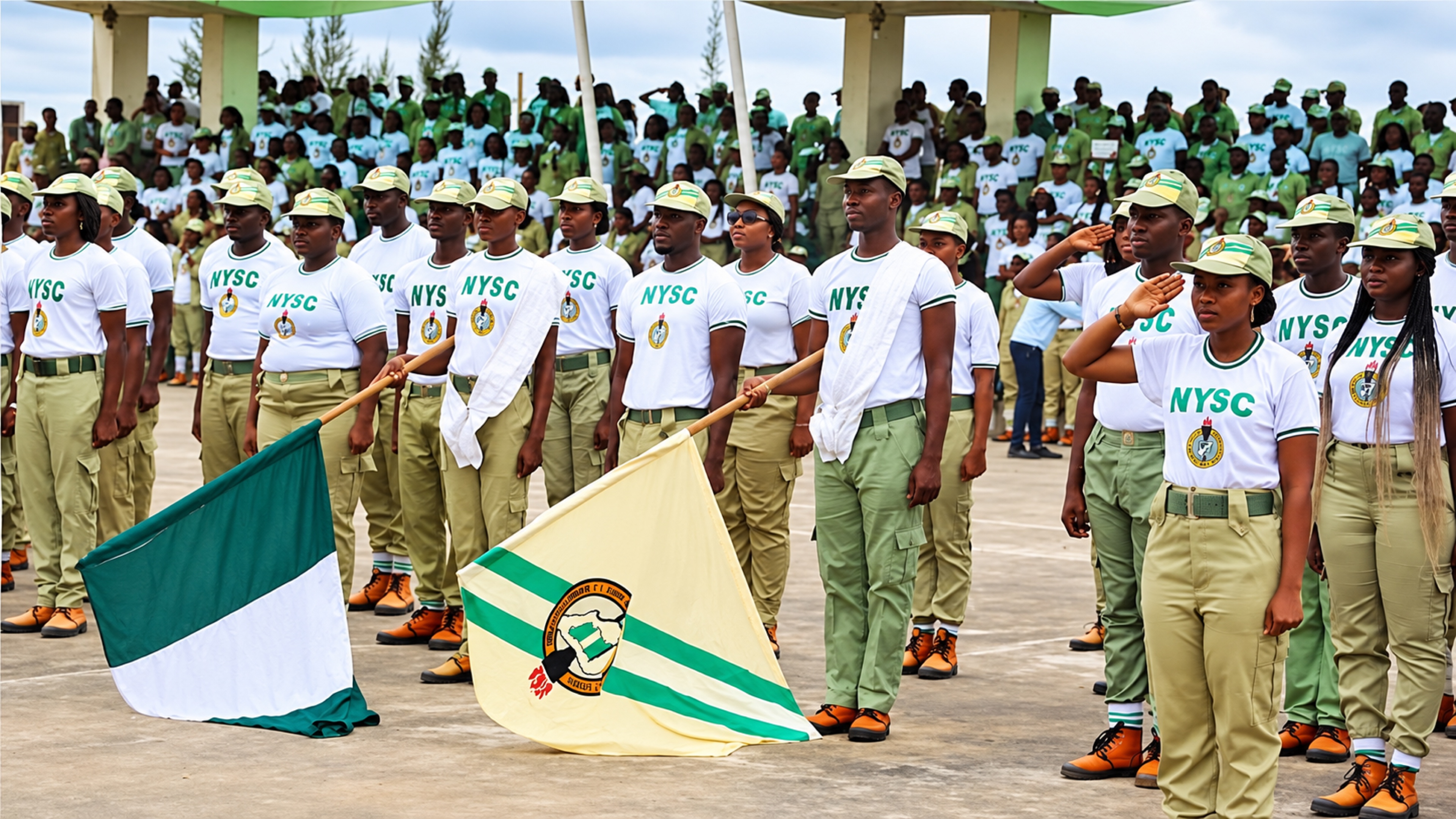 NYSC corps members at a ceremonial gathering